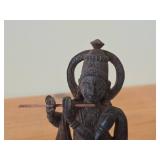 Vintage Hand Carved Wooden Statue of a Hindu Deity Krishna Playing Flute