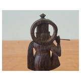 Vintage Hand Carved Wooden Statue of a Hindu Deity Krishna Playing Flute