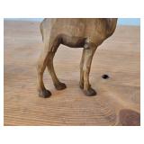 Lot of (3) Vintage Folk Art theme Hand Carved Wooden Figurines - Rooster, Owl, Young Camel