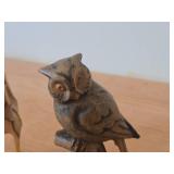 Lot of (3) Vintage Folk Art theme Hand Carved Wooden Figurines - Rooster, Owl, Young Camel