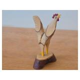 Lot of (3) Vintage Folk Art theme Hand Carved Wooden Figurines - Rooster, Owl, Young Camel