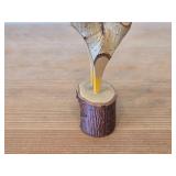 Lot of (3) Vintage Folk Art theme Hand Carved Wooden Figurines - Rooster, Owl, Young Camel