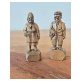 Lot of (2) Vintage Folk Art theme Hand Carved Wooden by Thibault (French Canadian Artist)