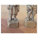 Lot of (2) Vintage Folk Art theme Hand Carved Wooden by Thibault (French Canadian Artist)