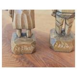 Lot of (2) Vintage Folk Art theme Hand Carved Wooden by Thibault (French Canadian Artist)
