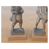 Lot of (2) Vintage Boy and Girl Playing Drums theme Hand Carved Wooden Figurines (Germany (likely))