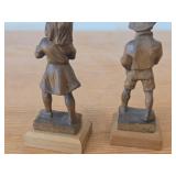 Lot of (2) Vintage Boy and Girl Playing Drums theme Hand Carved Wooden Figurines (Germany (likely))