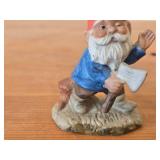 Lot of (2) Vintage Figurines - Porcelain Gnome by Gorham 1980's, Resin Girl and Rabbit by Blossom Bucket (China)