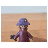 Lot of (2) Vintage Figurines - Porcelain Gnome by Gorham 1980's, Resin Girl and Rabbit by Blossom Bucket (China)