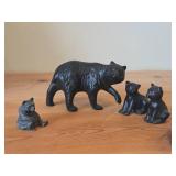 Figurines - (3) Ceramic Black Bears (Mom and cubs), (1) Resin Black Bear