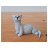 Lot of (2) Figurines - Hand Carved Dark Wood Dolphin Figurine (possible Rosewood) 3-1/2', Quarry Critters Opie Otter Figurine by Second Nature Design made of faux stone/resin