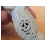 Lot of (2) Figurines - Hand Carved Dark Wood Dolphin Figurine (possible Rosewood) 3-1/2', Quarry Critters Opie Otter Figurine by Second Nature Design made of faux stone/resin