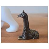 Lot of (2) Figurines - Parastone Polar Bear Christmas Ornament Mini Reproduction of Frances Pompons Famous L'Ours Blane Sculpture 5'x3', Mini Pewter Giraffe Figurine 2'x2'