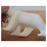 Lot of (2) Figurines - Parastone Polar Bear Christmas Ornament Mini Reproduction of Frances Pompons Famous L'Ours Blane Sculpture 5'x3', Mini Pewter Giraffe Figurine 2'x2'