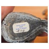 Lot of (2) Figurines - Anri Handcarved Handpainted Wood Bird (Italy) 2-1/2', Kesa Danish Design Blue Bird Figurine 2-1/2' long