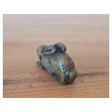 Lot of (2) Vintage Figurines - Wolf Original Floating Otter Figurine Black Soapstone (Canada) 4' long, Japanese Netsuka Miniature Rabbit Figurine 2' long