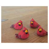 (4) Red Cardinal Figurines 1', (1) Mini Bird Figurine 2' long