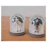 Lot of (2) Authentic Minnie Maria Miniatures Handpainted Pewter Figurines Enclosed in Plastic Dome Case (England)