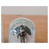 Lot of (2) Authentic Minnie Maria Miniatures Handpainted Pewter Figurines Enclosed in Plastic Dome Case (England)