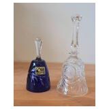 Lot of (2) Vintage Bells - Mageret Cobalt Blue Hand Cut Lead Crystal from West Germany Cold War Era 5-1/2', Cut Crystal from 1970-1980's 8'