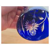 Lot of (2) Vintage Bells - Mageret Cobalt Blue Hand Cut Lead Crystal from West Germany Cold War Era 5-1/2', Cut Crystal from 1970-1980's 8'