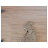 Lot of (2) Vintage Figurines - Flat Pewter Christmas Ornament Depicting an Angel Blowing a Horn (by Kathe Wohlfahart in Germany) 2-1/4' tall, Hand Carved Hindu Deity Lord Krishna Playing a Flute 7' ta