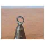 Vintage Cast Iron Miniature Sad Swan 3'x2', Etched Brass Bell from 1950's Bells of Soma from India 2-1/2' tall