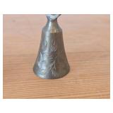 Vintage Cast Iron Miniature Sad Swan 3'x2', Etched Brass Bell from 1950's Bells of Soma from India 2-1/2' tall