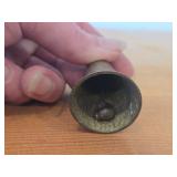 Vintage Cast Iron Miniature Sad Swan 3'x2', Etched Brass Bell from 1950's Bells of Soma from India 2-1/2' tall