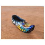 Lot of (2) Miniature Handpainted Clog From Gouda Pottery (Holland) 4-1/2' long, Pair of Miniature Dutch Wooden Shoes Klompen 3' long