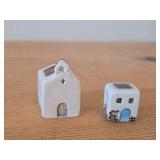 Lot of (2) Miniature Hand Made Ceramic Houses