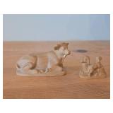 Lot of (2) Hand Carved Nativity Animals - Cow 4' long and Sheep 2' long