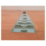 Tiered Gree Glass / Crystal Pyramid Sculpture Paperweight