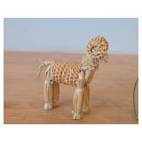 Lot of (2) Handcrafted Straw Figurines - Ram and Woman - Asian Style Folk Art