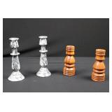 Marble Candlesticks & Turned Wood Pepper Mills - Set of 4 Marble Candlesticks & Turned Wood Pepper Mills - Set of 4
