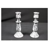 Marble Candlesticks & Turned Wood Pepper Mills - Set of 4 Marble Candlesticks & Turned Wood Pepper Mills - Set of 4