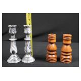 Marble Candlesticks & Turned Wood Pepper Mills - Set of 4 Marble Candlesticks & Turned Wood Pepper Mills - Set of 4