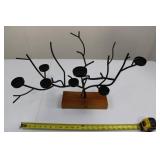 Black Metal Branch Candle Holder Tree on Wood Base Black Metal Branch Candle Holder Tree on Wood Base