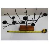 Black Metal Branch Candle Holder Tree on Wood Base Black Metal Branch Candle Holder Tree on Wood Base