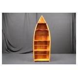 Boat-Shaped Wooden Display Shelf with Interior Shelves Boat-Shaped Wooden Display Shelf with Interior Shelves