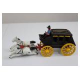 Cast Iron Horse-Drawn Carriage Toy with Driver and Two White Horses Cast Iron Horse-Drawn Carriage Toy with Driver and Two White Horses