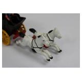 Cast Iron Horse-Drawn Carriage Toy with Driver and Two White Horses Cast Iron Horse-Drawn Carriage Toy with Driver and Two White Horses