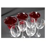 Crystal Wine Glasses - Red Bowls with Twisted Stems Crystal Wine Glasses - Red Bowls with Twisted Stems