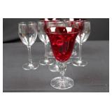 Crystal Wine Glasses - Red Bowls with Twisted Stems Crystal Wine Glasses - Red Bowls with Twisted Stems
