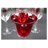Crystal Wine Glasses - Red Bowls with Twisted Stems Crystal Wine Glasses - Red Bowls with Twisted Stems