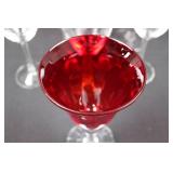 Crystal Wine Glasses - Red Bowls with Twisted Stems Crystal Wine Glasses - Red Bowls with Twisted Stems