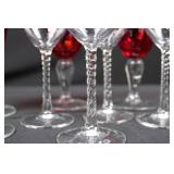 Crystal Wine Glasses - Red Bowls with Twisted Stems Crystal Wine Glasses - Red Bowls with Twisted Stems
