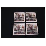 Set of 4 Scenic Ceramic Tile Coasters - Bridge & Church Garden Print Set of 4 Scenic Ceramic Tile Coasters - Bridge & Church Garden Print