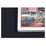 Set of 4 Scenic Ceramic Tile Coasters - Bridge & Church Garden Print Set of 4 Scenic Ceramic Tile Coasters - Bridge & Church Garden Print