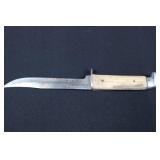 Pair of Antler-Handled Hunting Knives with Leather Sheath Pair of Antler-Handled Hunting Knives with Leather Sheath